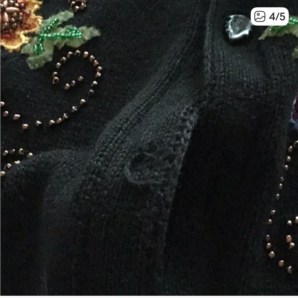 Vintage Storybook Knits Embroidered Beaded Sweater FLAWED - Picture 15 of 16